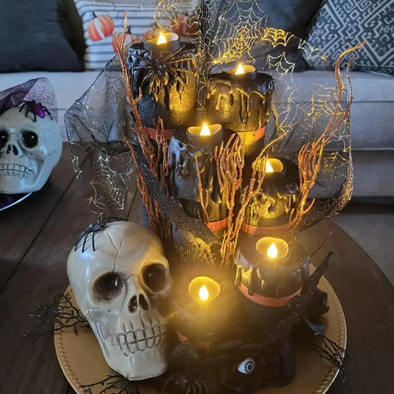 Black Tea Lights Candles Battery Operated