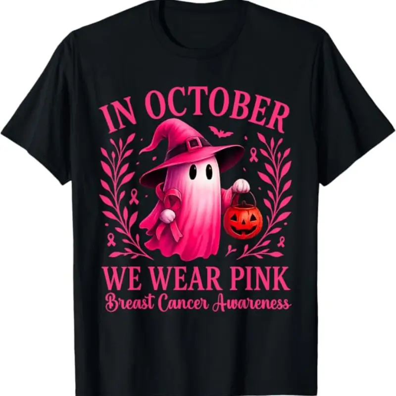 Breast Cancer Women Halloween in October We Wear Pink T-Shirt