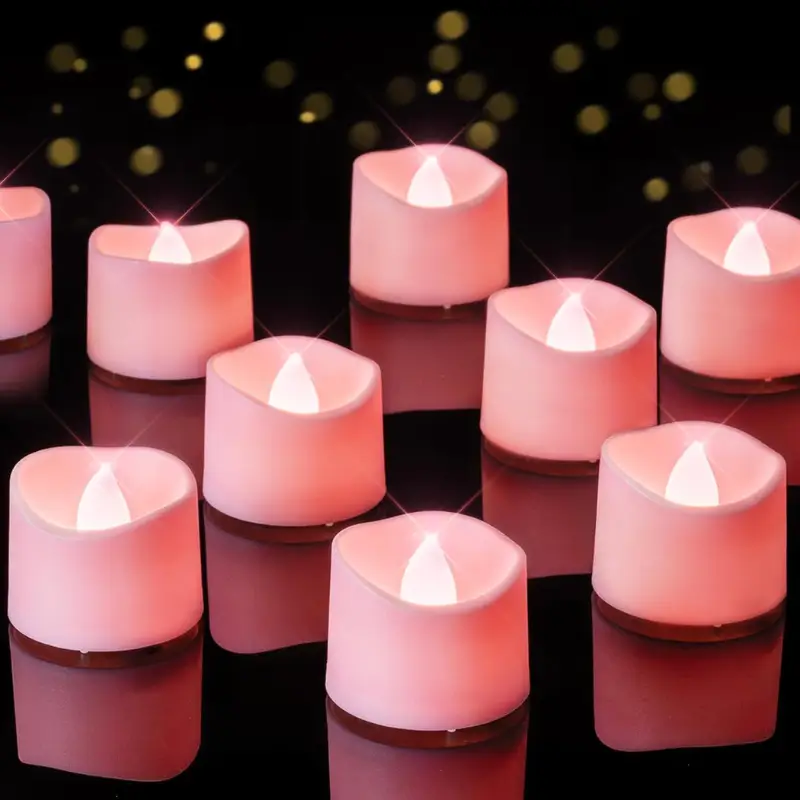 Pink Tea Lights Candles Battery Operated
