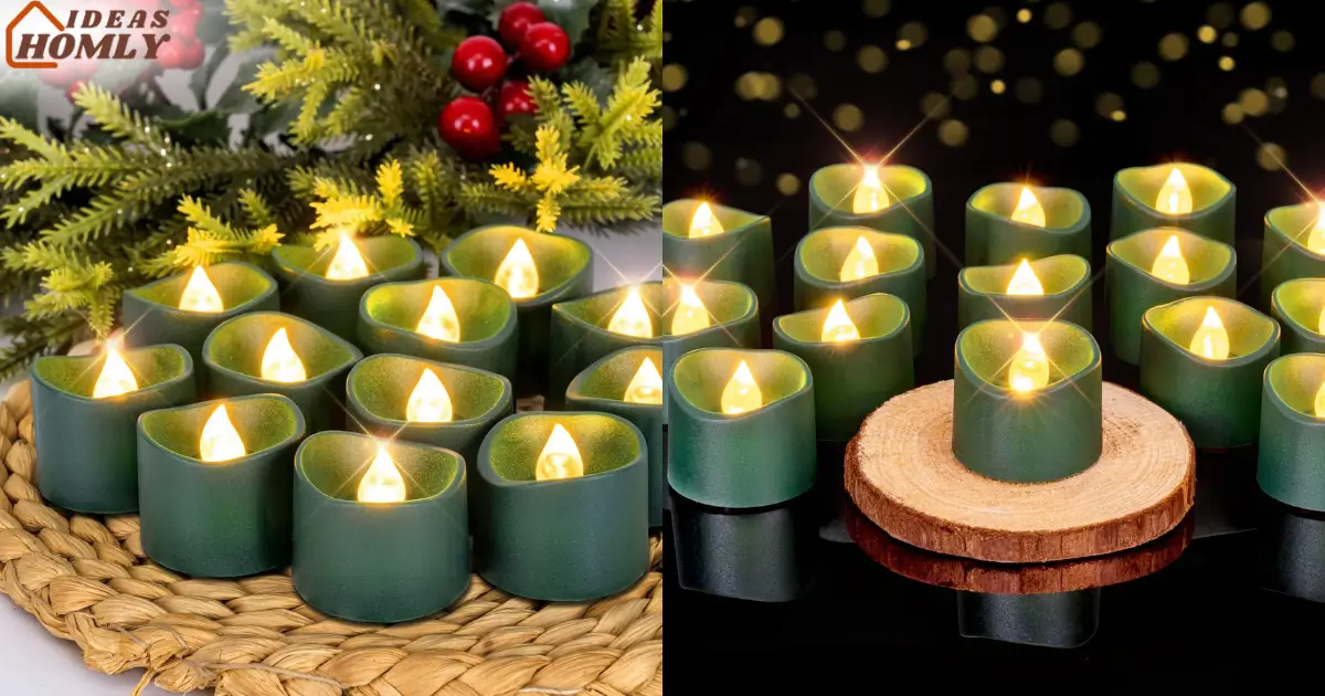 Green Tea Light Candles - Festive Flameless LED Glow