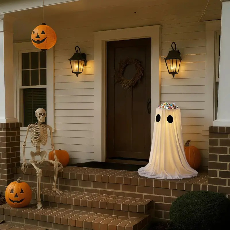 Halloween Glowing Ghost Candy Holder Bowl