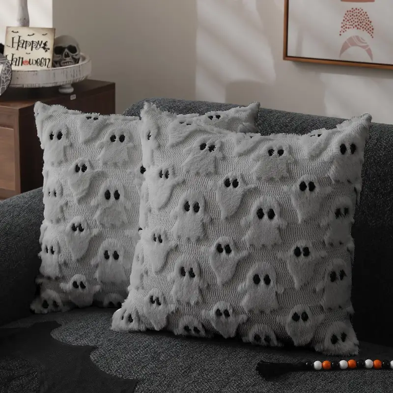 Halloween Pillow Covers Silver Gray