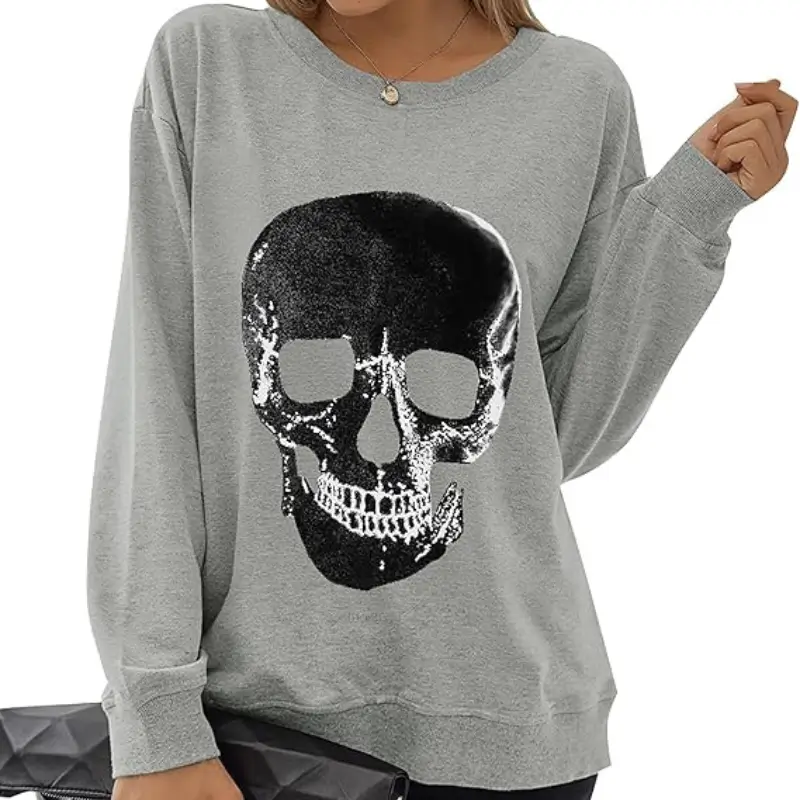 Women's Halloween Sweatshirts Skull Graphic T Shirts