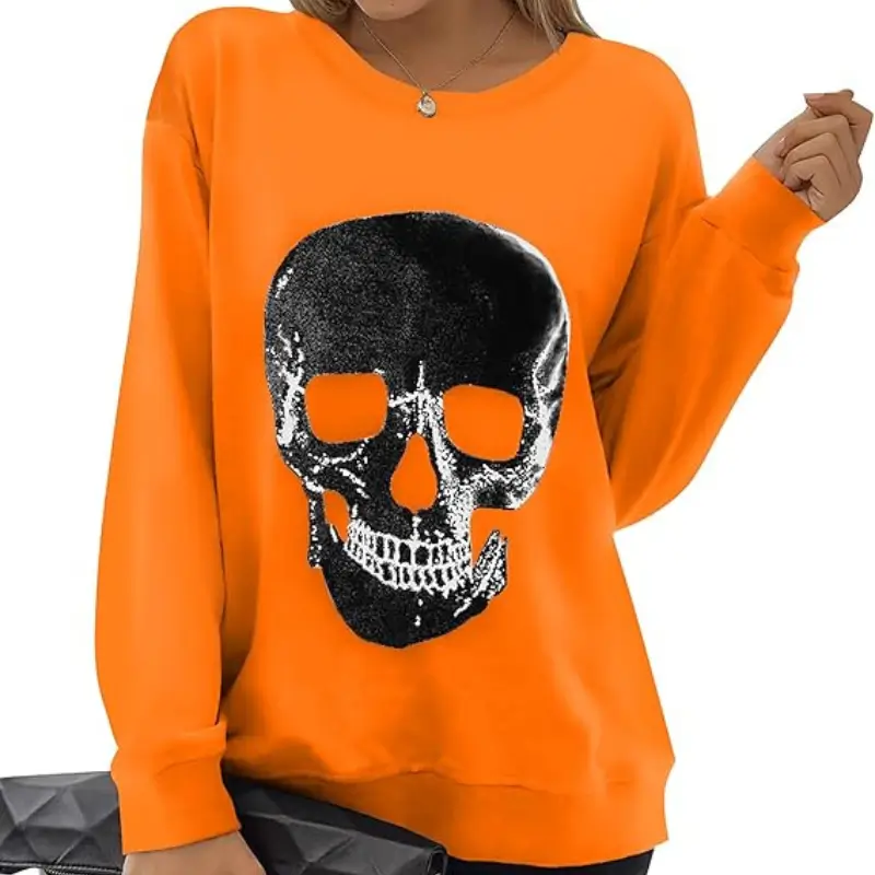 Women's Halloween Sweatshirts Skull Graphic T Shirts