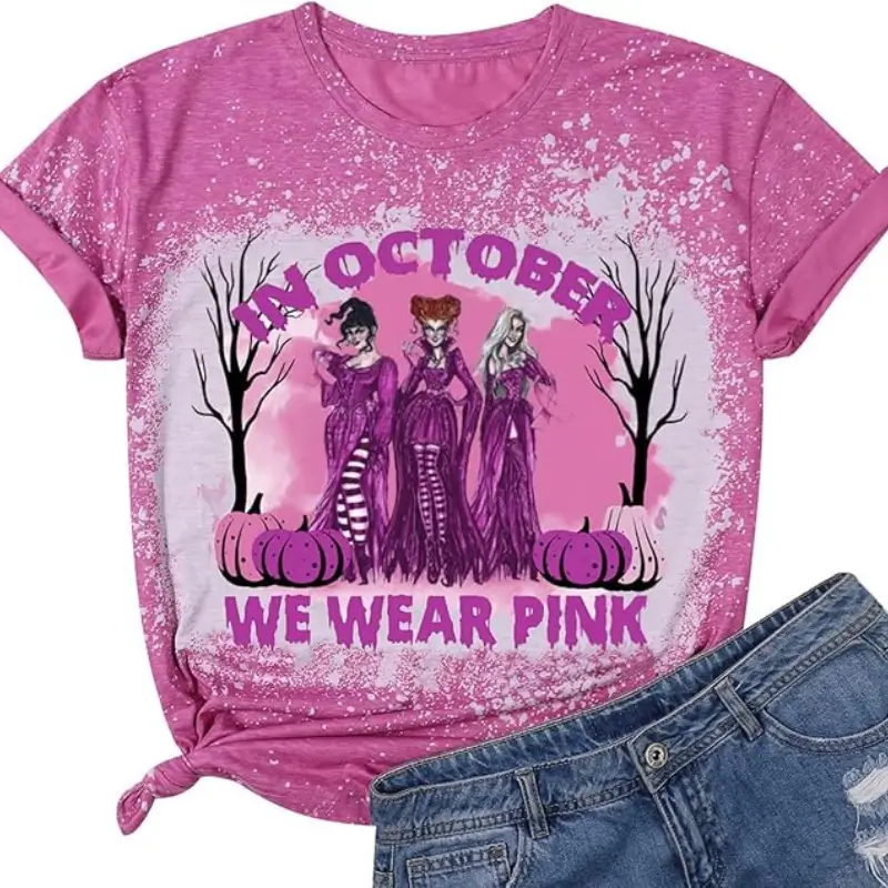 Hocus Pocus T-Shirt Women Halloween Sanderson Sisters Bleached Shirt