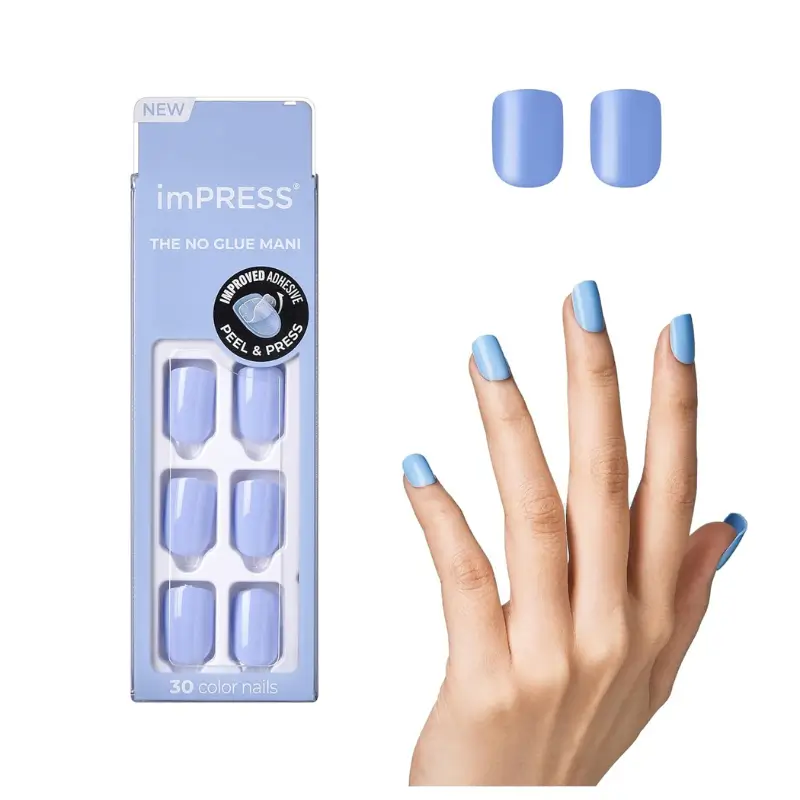 KISS imPRESS No Glue Mani Press On Nails Blue