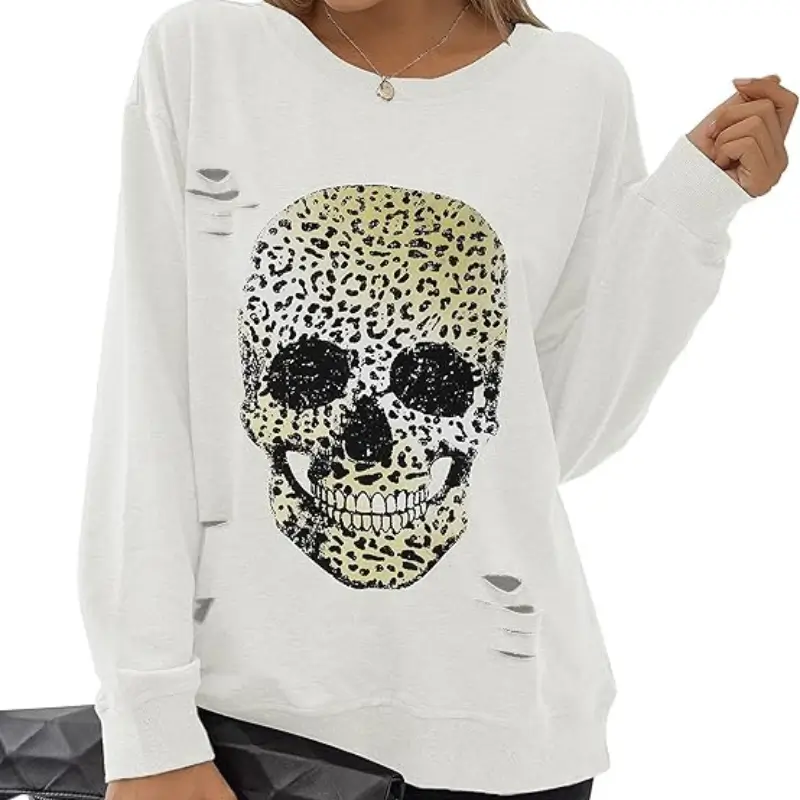 Women's Halloween Sweatshirts Skull Graphic T Shirts