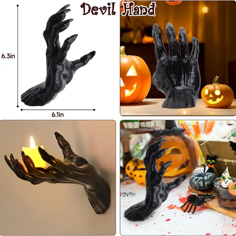 Creepy Gothic Halloween Wall Hands with Candles