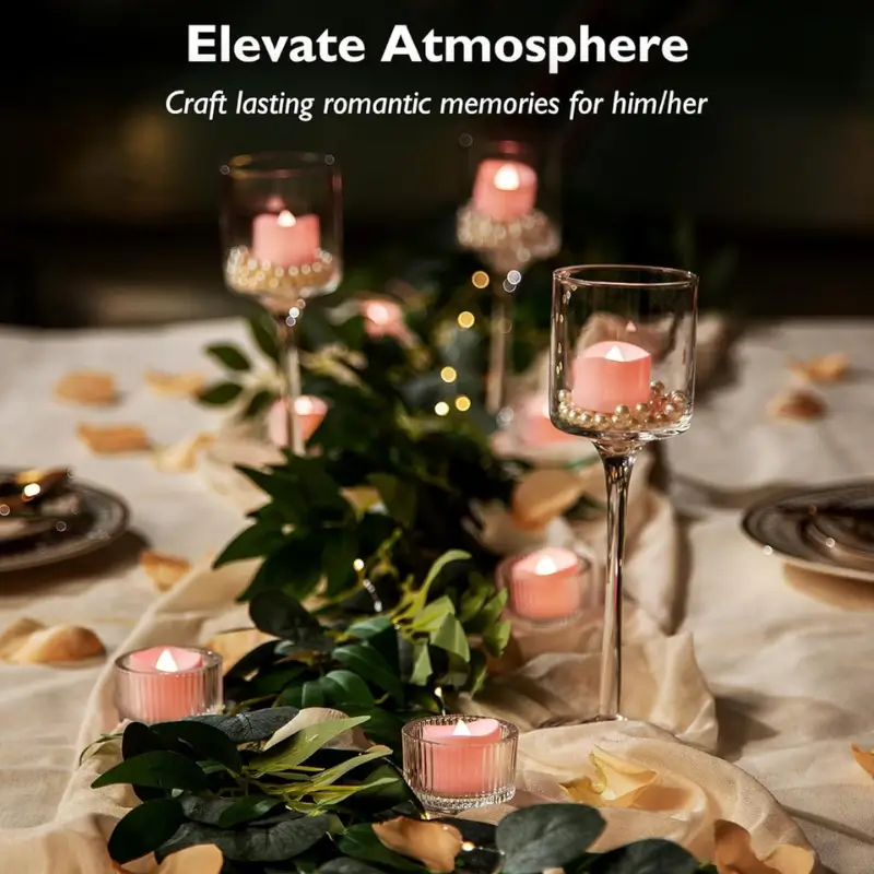 Pink Tea Lights Candles Battery Operated