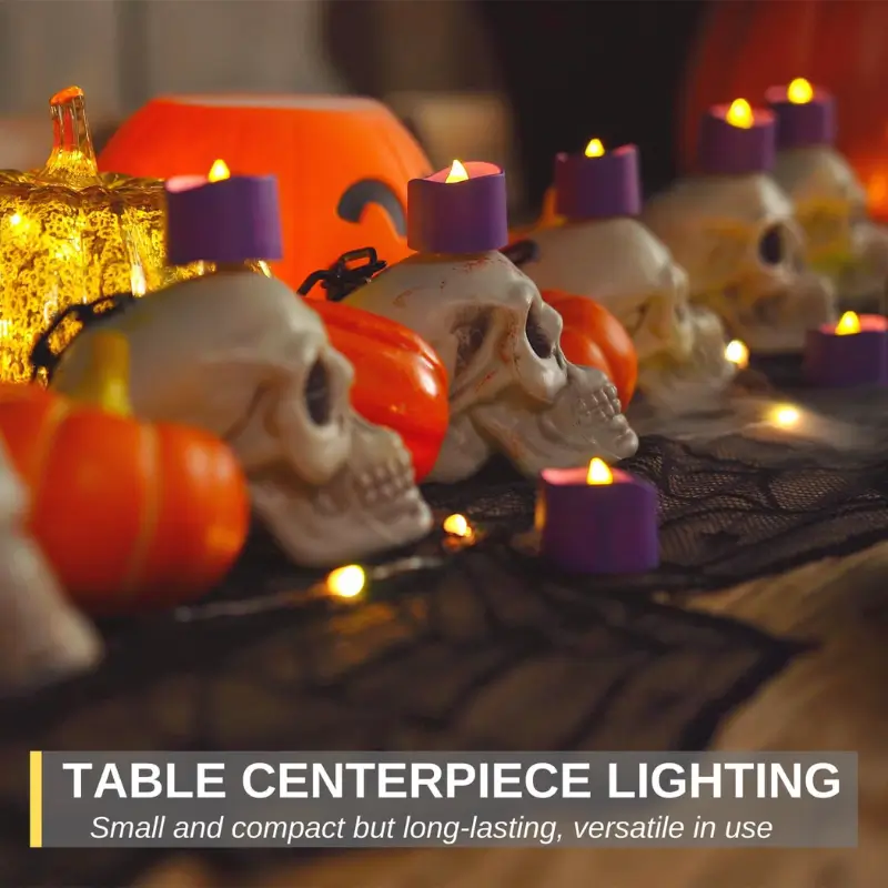 Purple Tea Lights Candles Battery Operated