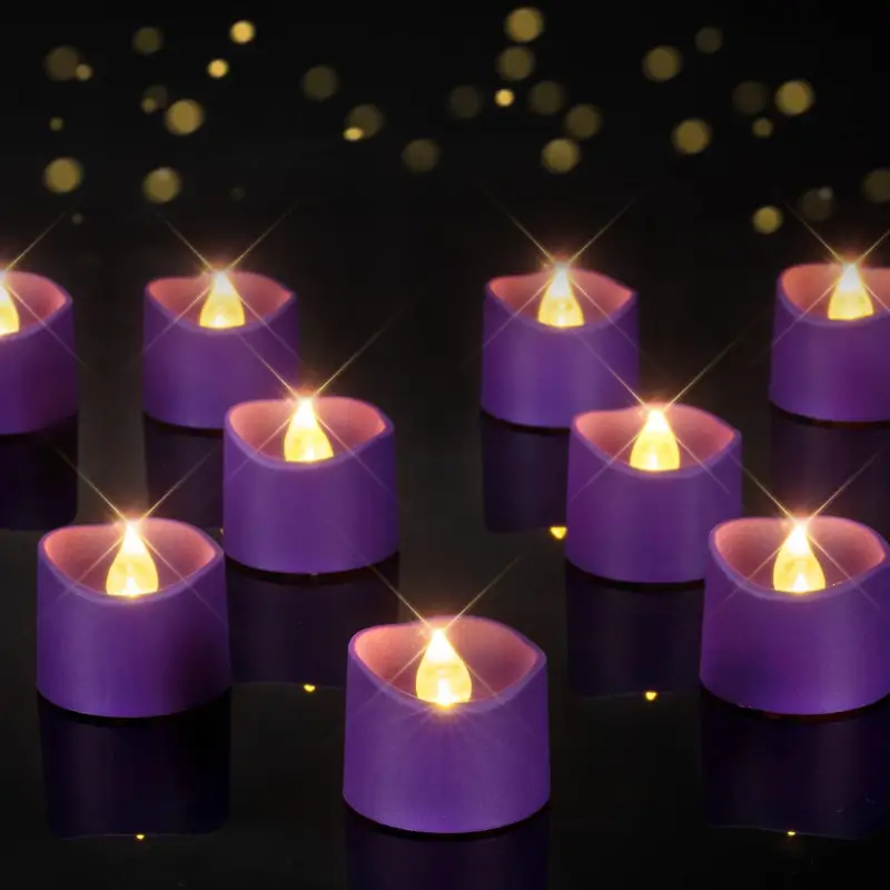 Purple Tea Lights Candles Battery Operated