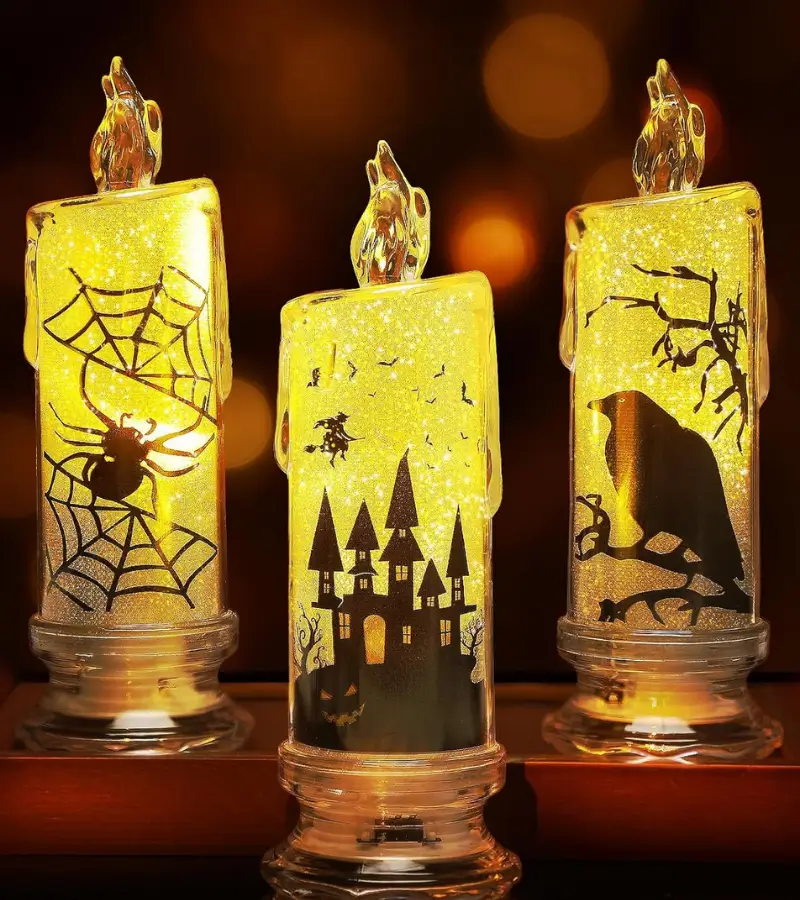 3 pcs Spooky Halloween Decorations Flameless Candles