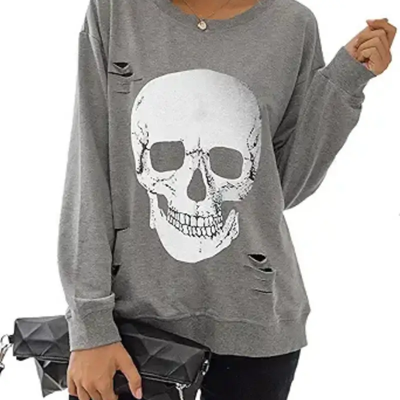 Women's Halloween Sweatshirts Skull Graphic T Shirts