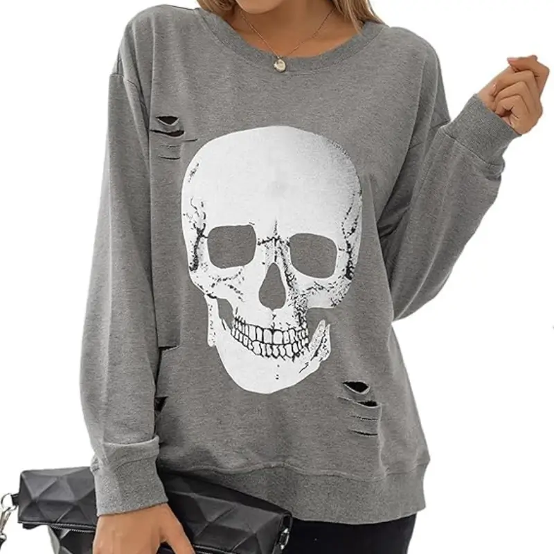 Women's Halloween Sweatshirts Skull Graphic T Shirts